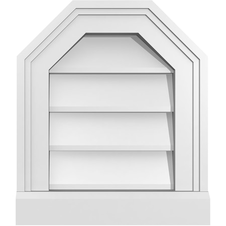 Ekena Millwork Octagonal Top Surface Mount PVC Gable Vent w/ 2"W x 2"P Brickmould Sill Frame, 12"W x 14"H GVPOT12X1403SN